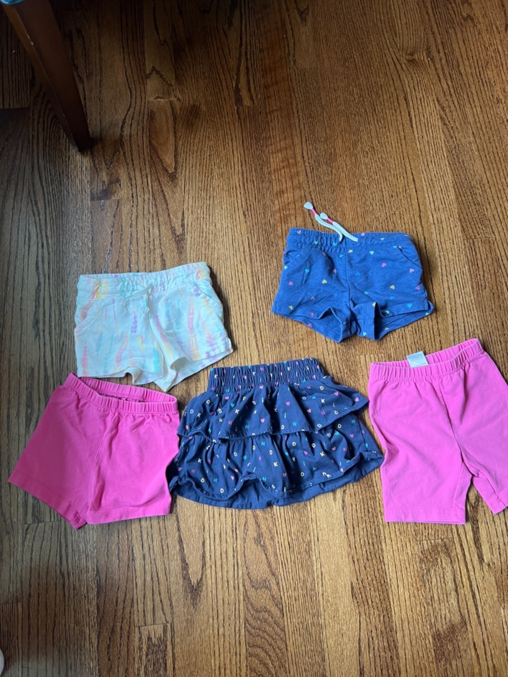 Hanna Andersson Girls' Bright Pink, Navy & Light Tie-Dye Shorts Set